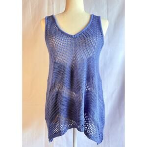 Women’s Large Crochet Tank Top Open Knit Tunic Beach Boho See Through
